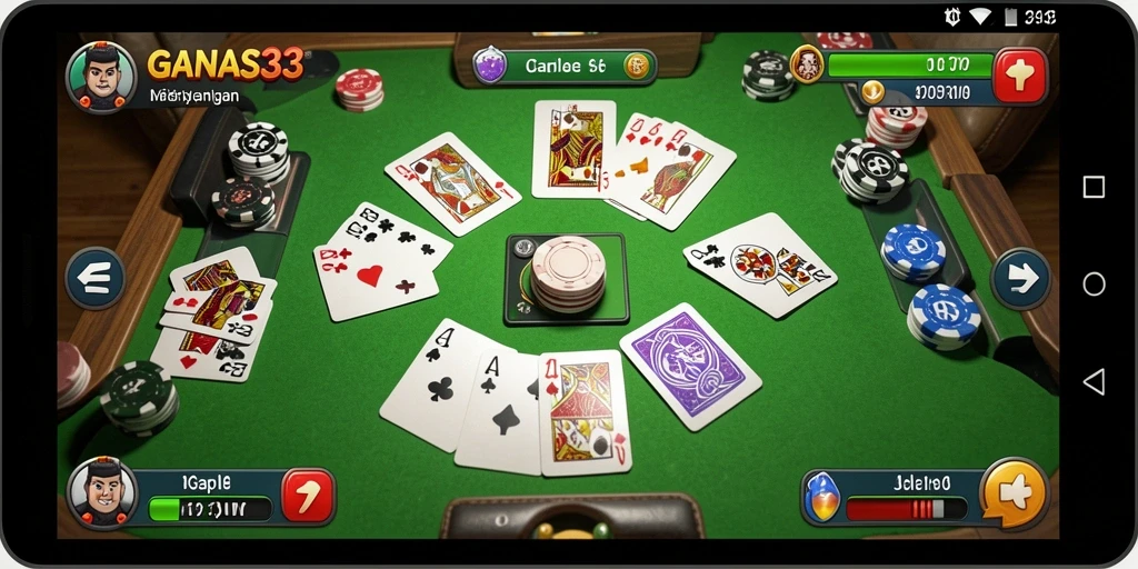 Tampilan gameplay Gaple yang mendebarkan di GANAS33.