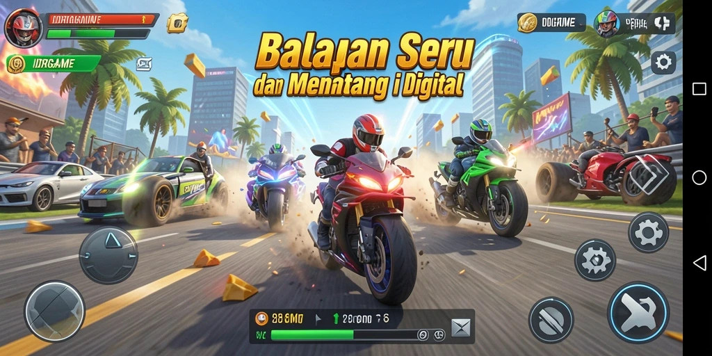 Tampilan seru dari gameplay balapan di IDRGAME.