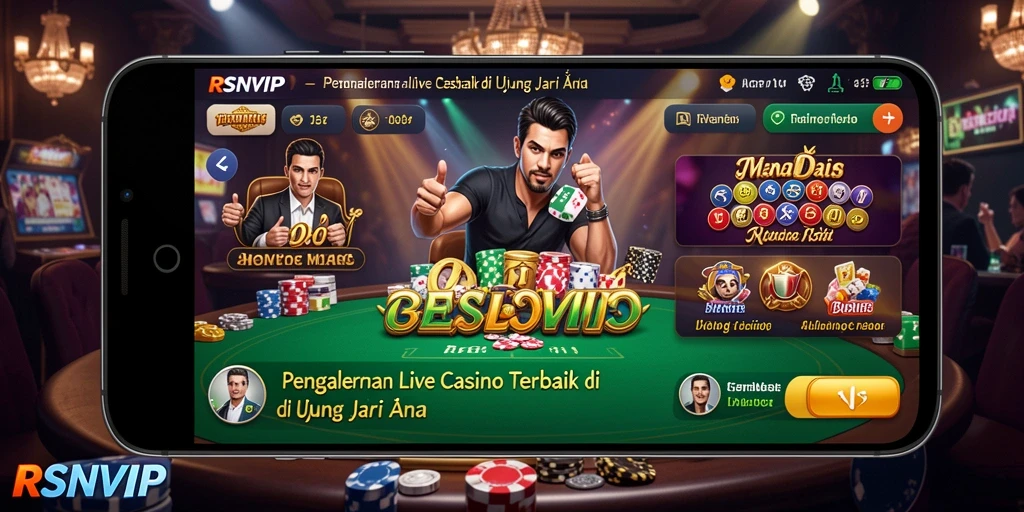 Screenshot gameplay Live Casino RSNVIP dengan dealer langsung dan suasana menarik.
