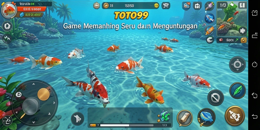 Tampilan gameplay TOTO99 yang menarik saat memancing ikan di lautan.